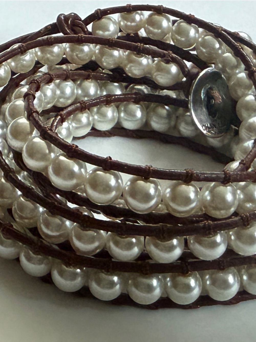 Chan Luu Wrap Pearl and Leather Bracelet